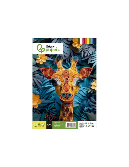 CARTULINA LIDERPAPEL A3 180G/M2 10 COLORES SURTIDOS PAQUETE 100 HOJAS