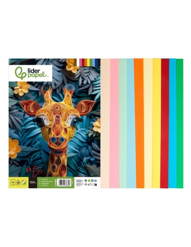 CARTULINA LIDERPAPEL A3 180G/M2 10 COLORES SURTIDOS PAQUETE 100 HOJAS