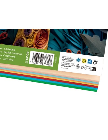 CARTULINA LIDERPAPEL A3 180G/M2 10 COLORES SURTIDOS PAQUETE 100 HOJAS