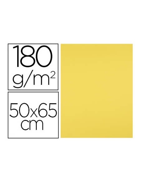 CARTULINA LIDERPAPEL 50X65 CM 180G/M2 AMARILLO LIMON PAQUETE DE 25
