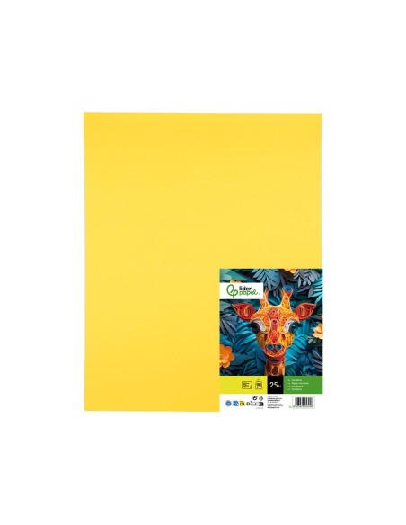 CARTULINA LIDERPAPEL 50X65 CM 180G/M2 AMARILLO LIMON PAQUETE DE 25