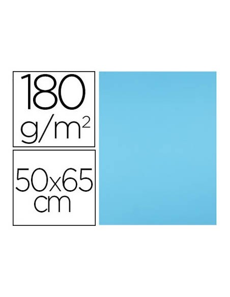 CARTULINA LIDERPAPEL 50X65 CM 180G/M2 AZUL TURQUESA PAQUETE DE 25