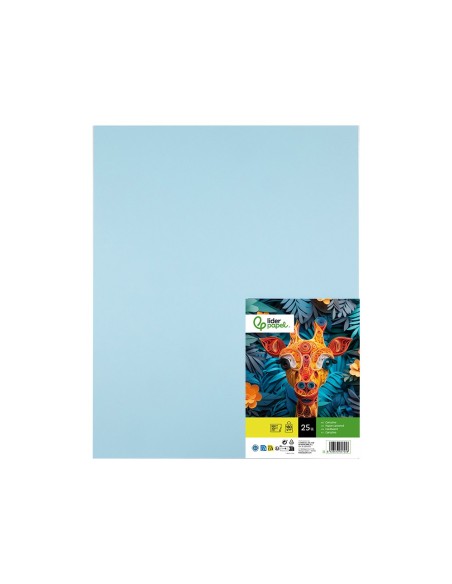 CARTULINA LIDERPAPEL 50X65 CM 180G/M2 CELESTE PAQUETE DE 25