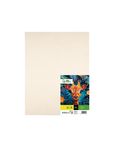 CARTULINA LIDERPAPEL 50X65 CM 180G/M2 CREMA PAQUETE DE 25