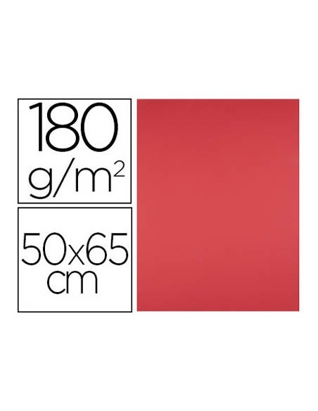 CARTULINA LIDERPAPEL 50X65 CM 180G/M2 ROJO PAQUETE DE 25
