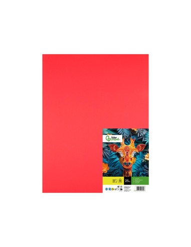CARTULINA LIDERPAPEL 50X65 CM 180G/M2 ROJO PAQUETE DE 25