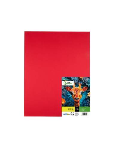CARTULINA LIDERPAPEL 50X65 CM 180G/M2 ROJO NAVIDAD PAQUETE DE 25
