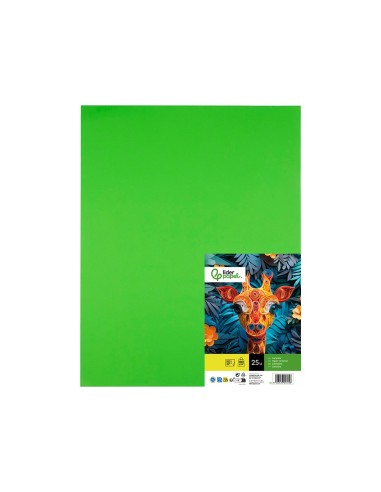 CARTULINA LIDERPAPEL 50X65 CM 180G/M2 VERDE HIERBA PAQUETE DE 25