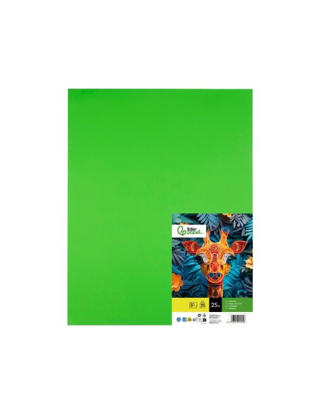 CARTULINA LIDERPAPEL 50X65 CM 180G/M2 VERDE HIERBA PAQUETE DE 25