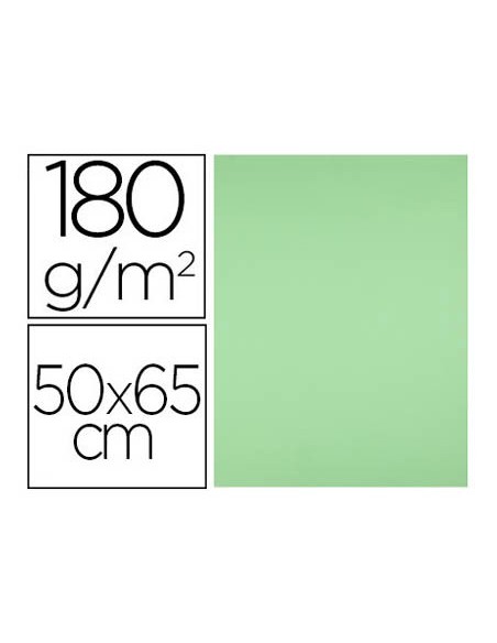 CARTULINA LIDERPAPEL 50X65 CM 180G/M2 VERDE PISTACHO PAQUETE DE 25