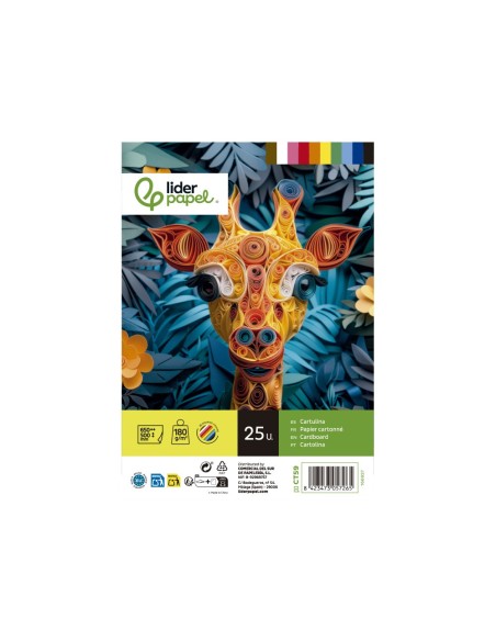 CARTULINA  50X65 CM 180G/M2 25 SURT.PAQUETE 25H.
