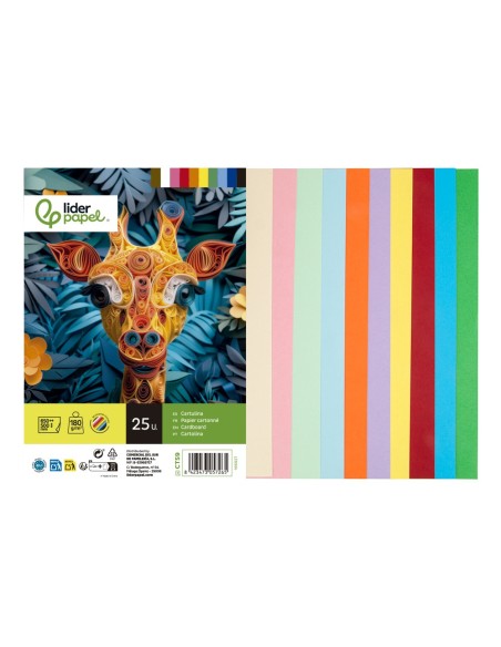 CARTULINA  50X65 CM 180G/M2 25 SURT.PAQUETE 25H.