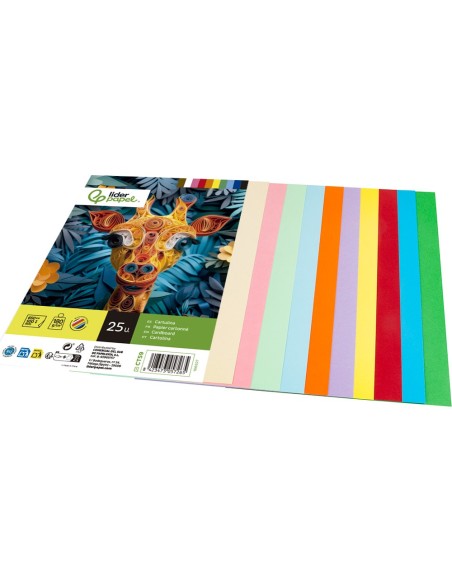 CARTULINA  50X65 CM 180G/M2 25 SURT.PAQUETE 25H.