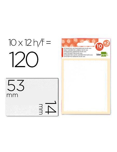 ETIQUETAS ADH. LIDERPAPEL 14X53MM 10H.