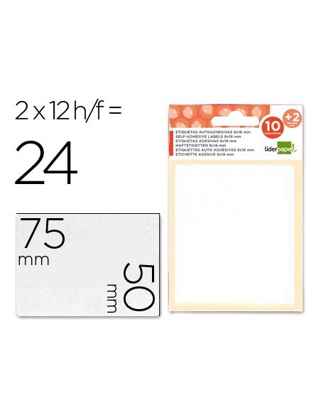 ETIQUETAS ADH. LIDERPAPEL 50X75MM 10H.