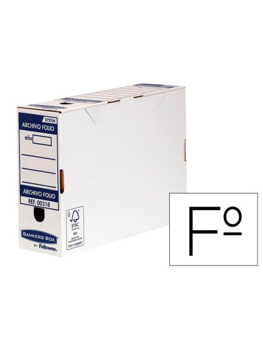 CAJA ARCHIVO DEFINITIVO FELLOWES FL. CARTON REC 100%  100MM  AUTO AZ.