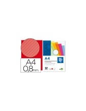 TAPA ENCUADERNACION PP ONDULADO DIN A4 ROJO  0,8MM 50 UD**53888 2