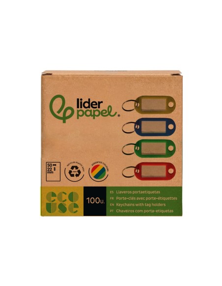 LLAVERO PORTAETIQUETAS  ECOUSE FABRICADO PLAST.RECICLADO CAJA 100 UD.