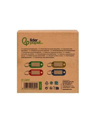 LLAVERO PORTAETIQUETAS  ECOUSE FABRICADO PLAST.RECICLADO CAJA 100 UD.