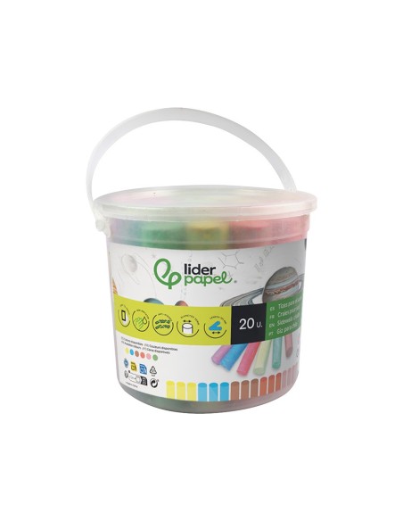 TIZA COLOR LIDERPAPEL SUELO CUBILETE DE 20 UNIDADES COLORES SURTIDOS