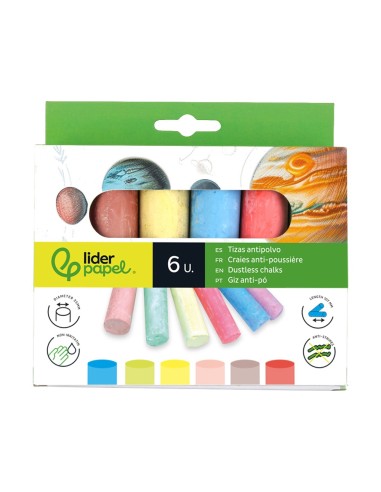 TIZA COLOR LIDERPAPEL PARA SUELO CAJA DE 6 UNIDADES COLORES SURTIDOS