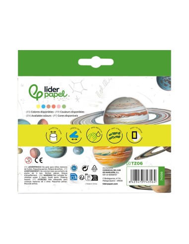 TIZA COLOR LIDERPAPEL PARA SUELO CAJA DE 6 UNIDADES COLORES SURTIDOS