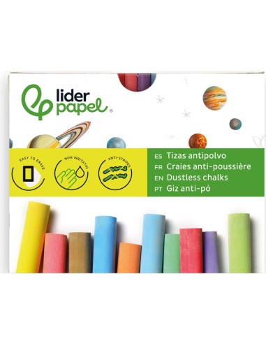 TIZA COLOR ANTIPOLVO CAJA 100 UDS.