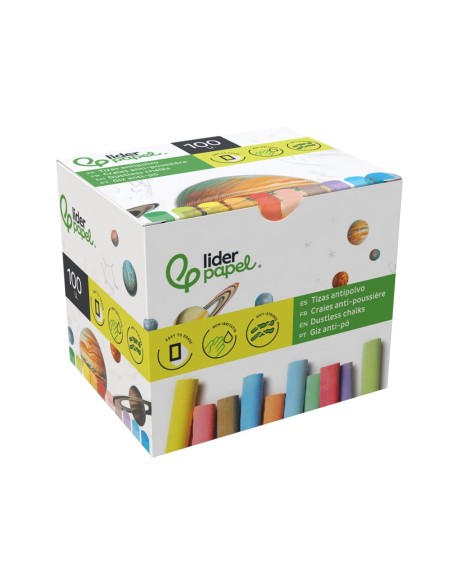 TIZA COLOR ANTIPOLVO CAJA 100 UDS.
