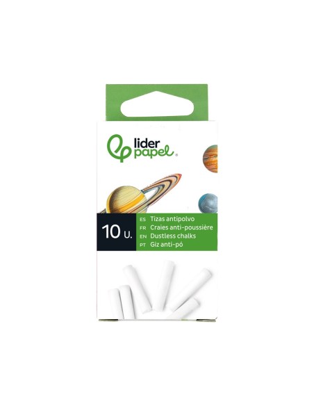 TIZA BLANCA ANTIPOLVO LIDERPAPEL CAJA DE 10 UNIDADES TZ09