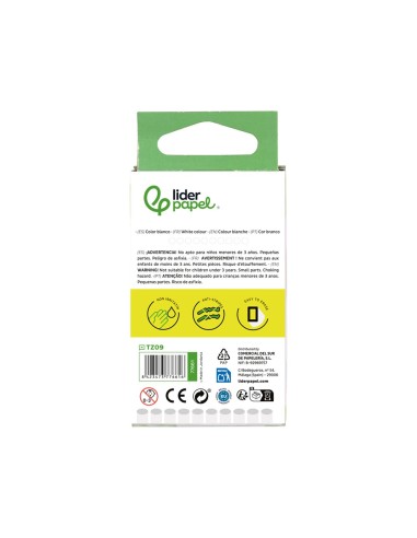 TIZA BLANCA ANTIPOLVO LIDERPAPEL CAJA DE 10 UNIDADES TZ09