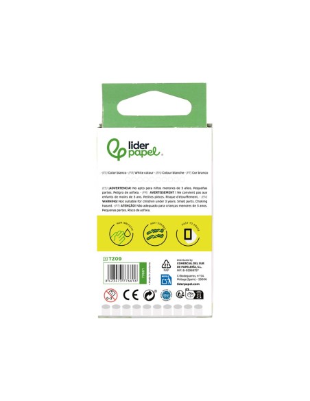 TIZA BLANCA ANTIPOLVO LIDERPAPEL CAJA DE 10 UNIDADES TZ09