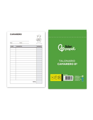 TALONARIO CAMARERO OCTAVO SIN IVA-302 TRIPLICADO