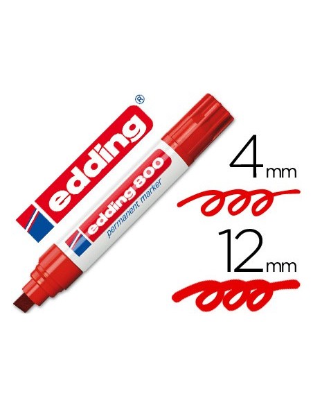 ROTULADOR EDDING MARCADOR PERM.800 ROJO PUNTA BISELADA 12 MM