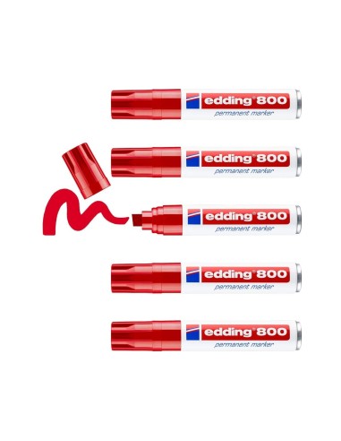 ROTULADOR EDDING MARCADOR PERM.800 ROJO PUNTA BISELADA 12 MM