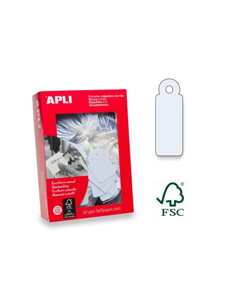 ETIQUETAS COLGANTES APLI 386 13X34MM 1000UD.