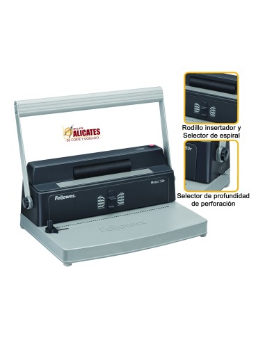 ENCUADERNADORA ESPIRAL FELLOWES METAL 50R PERFORA 12 H.C/ALICATES