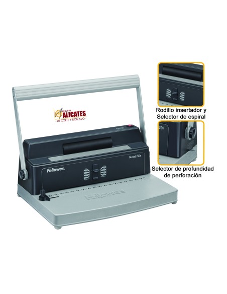 ENCUADERNADORA ESPIRAL FELLOWES METAL 50R PERFORA 12 H.C/ALICATES