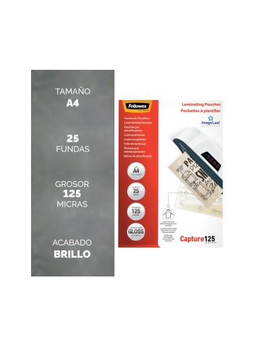 BOLSA DE PLASTIFICAR FELLOWES BRILLO DIN A4 80 MICRAS PACK 25