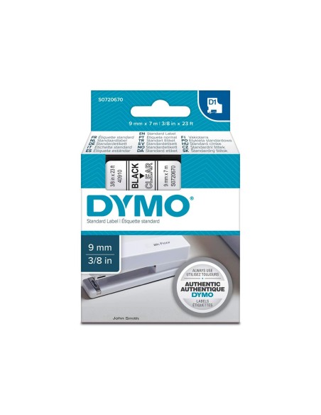 CINTA DYMO 40910 9MMX7MT NG./TPTE D1