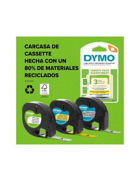 CINTA DYMO 12263 12MMX4MT NG./TPTE.