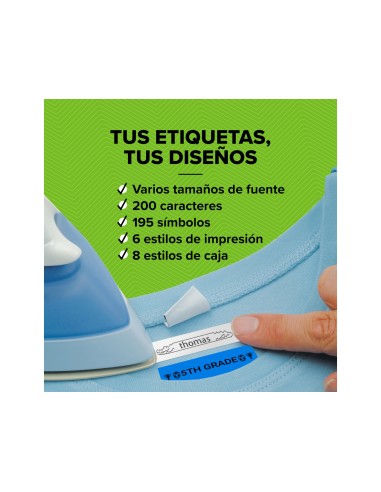 CINTA DYMO 18769 12MMX2MT ROPA NG/BL. D1