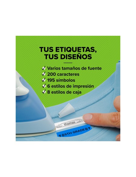 CINTA DYMO 18769 12MMX2MT ROPA NG/BL. D1