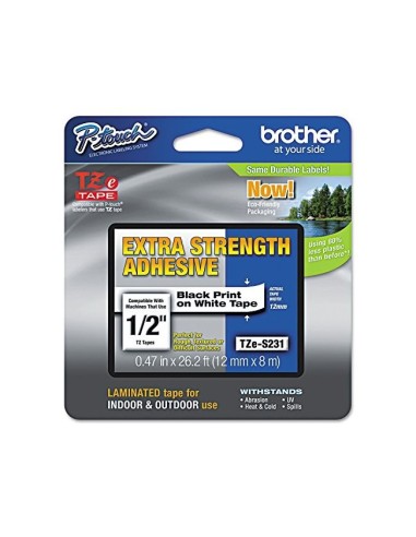 TZE-S231 CINTA BROTHER BL./NG. 12MMX8MT.SUPERADH.