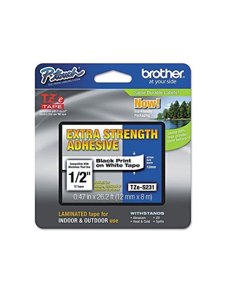 TZE-S231 CINTA BROTHER BL./NG. 12MMX8MT.SUPERADH.