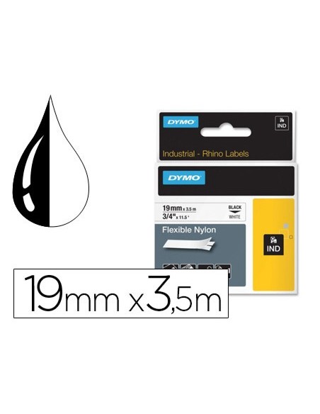 CINTA DYMO 18489 19MMX3.5MT RHINO NYLON FLEX. BL./NG.