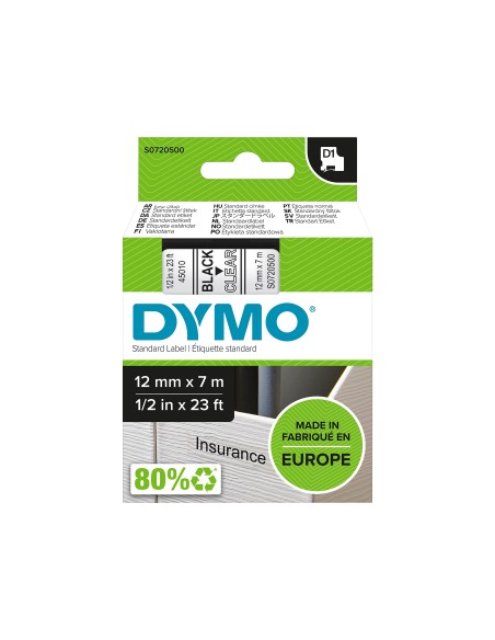 CINTA DYMO 45010 12MMX7MT NG./TPTE. D1