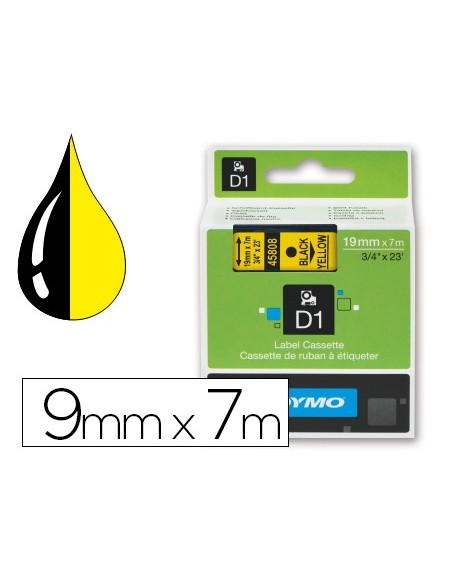 CINTA DYMO 40918 9MMX7MT NG./AM. D1