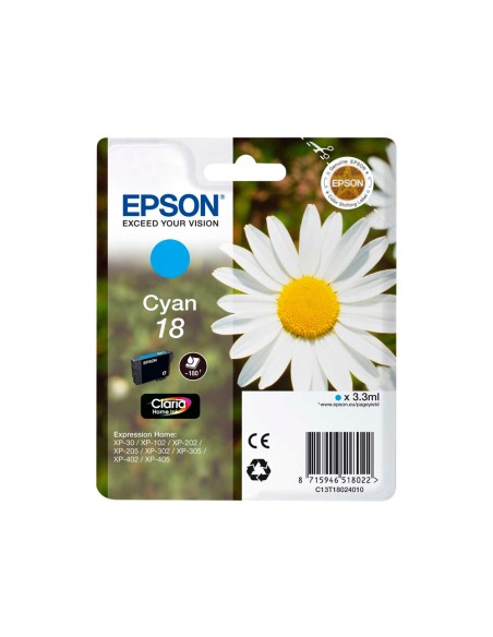 C13T18024010 CARTUCHO EPSON XP-102/XP205 T1802 CIAN 180 PG.