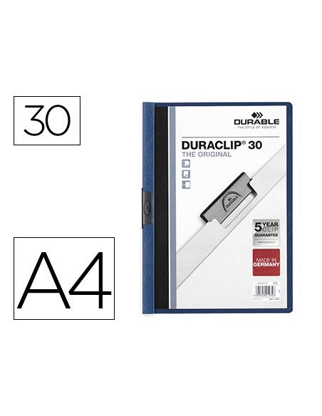 CARPETA DURACLIP DOSSIER PINZA LATERAL AZUL OSCURO CAP.30 H.