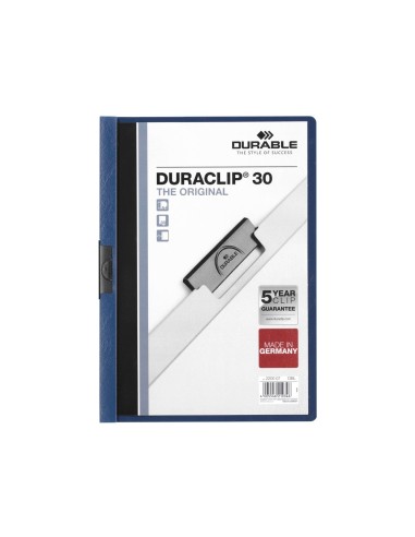 CARPETA DURACLIP DOSSIER PINZA LATERAL AZUL OSCURO CAP.30 H.